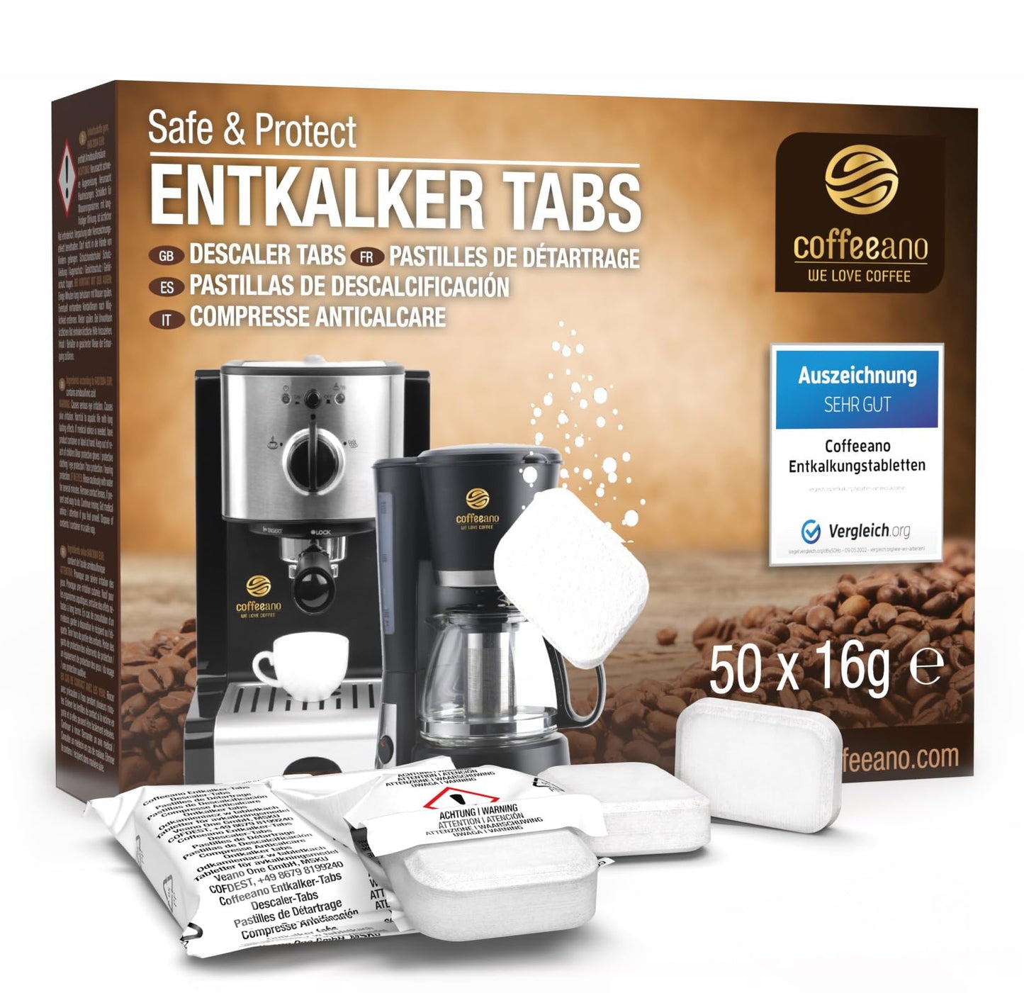 👉 Tabletas Descalcificadoras Universales para Máquinas de Café y Cafeteras Automáticas – Pack de 50